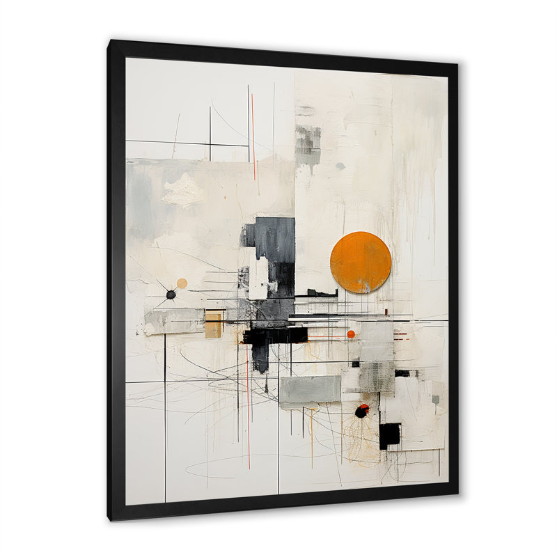 Rêves scandinaves modernes beige et jaune, art I, Cadre simple noir, H 32 po x l 24 po x P 1 po
