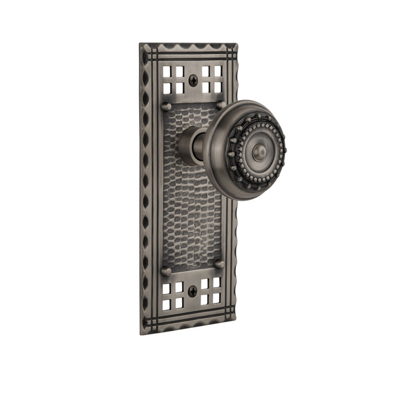 Craftsman Plate with Meadows Door Knob, 2-3/4", Antique Pewter