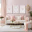 3 pièces, art floral encadré sur toile rose, art floral rayé rose Coquette