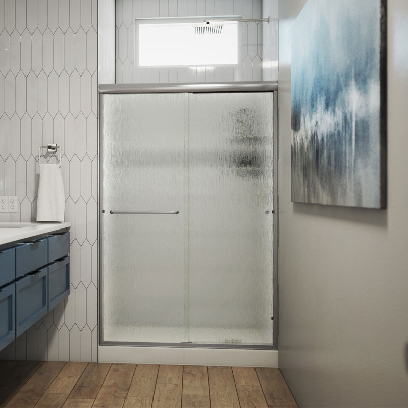 Porte de douche demi-cadre E 46 "x H 76" Ese, Vers la droite, Nickel brossé