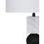 Lampe de table Ellendale en marbre blanc et noir avec abat-jour tambour blanc, moderne