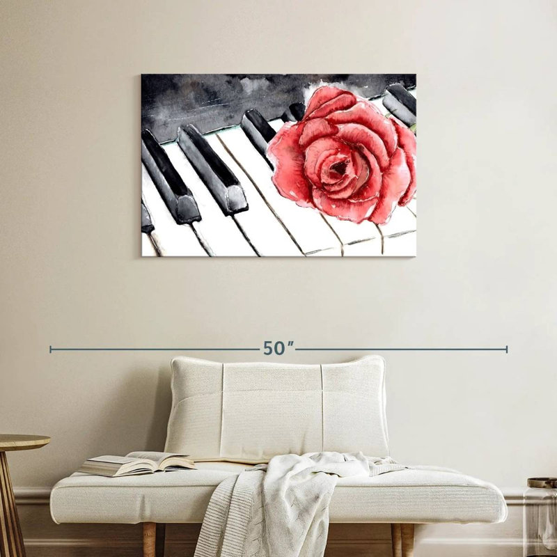 Abarca piano et fleur, H 24 po x l 36 po
