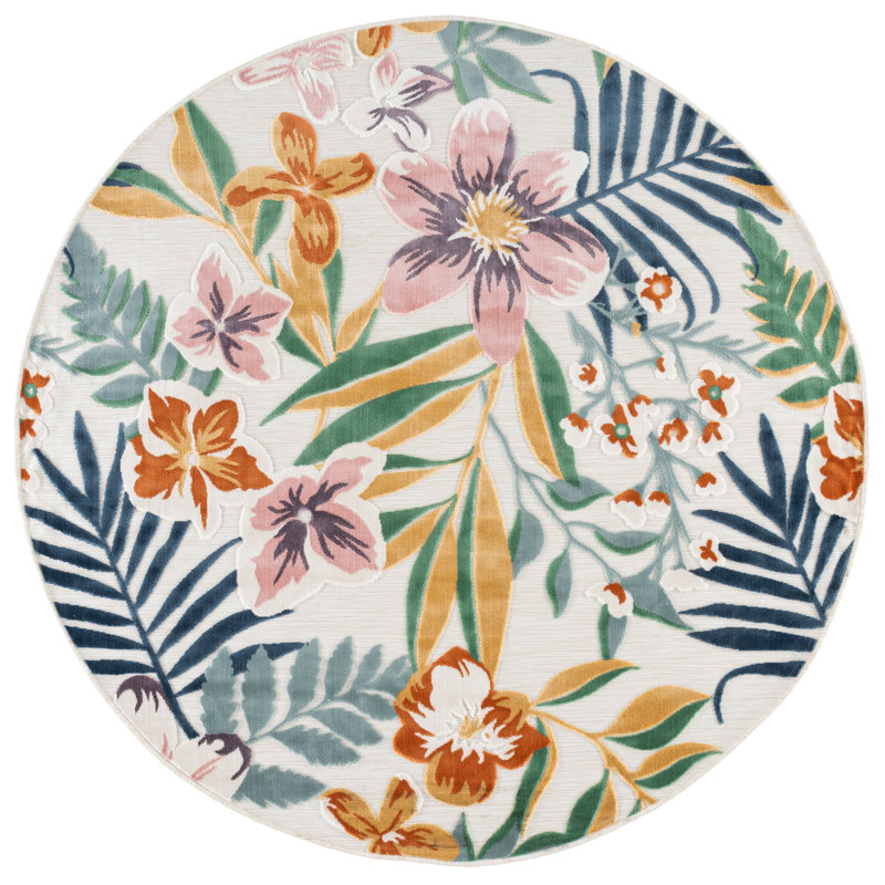 Tapis floral intérieur / extérieur Cabana 454, Rond 6 pi 5 po