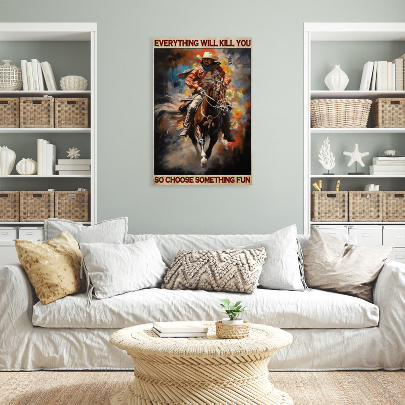 «Cowboys So Choisissez Quelque Chose» - Reproduction d'art graphique rectangulaire sur toile tendue 1 pièce