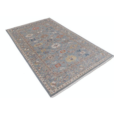 Tapis turc Oushak à motif floral de 4 pi 11 po x 7 pi 10 po pour le salon, la chambre à coucher et la salle à manger