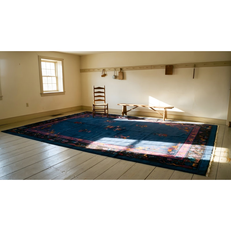 Tapis bleu antique Manchester - Art déco - Laine