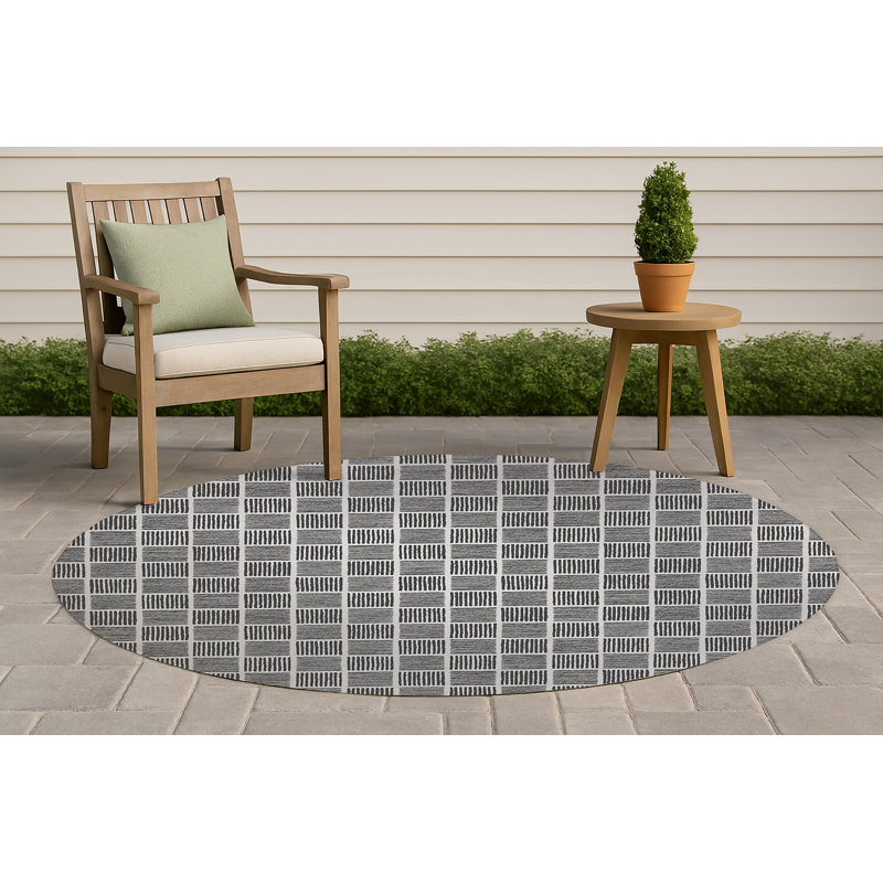 Tapis d'extérieur antidérapant Tally Blocks, Rond 5 pi