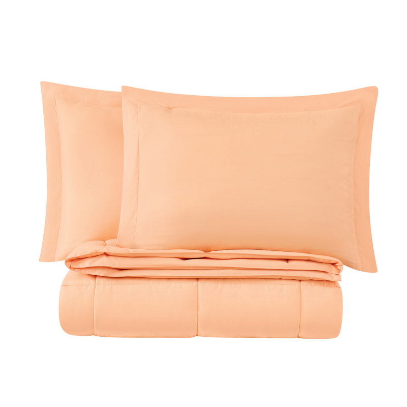 Ensemble d'édredon réversible en microfibre Everyday, Édredon double + 2 taies décoratives standards, Rose