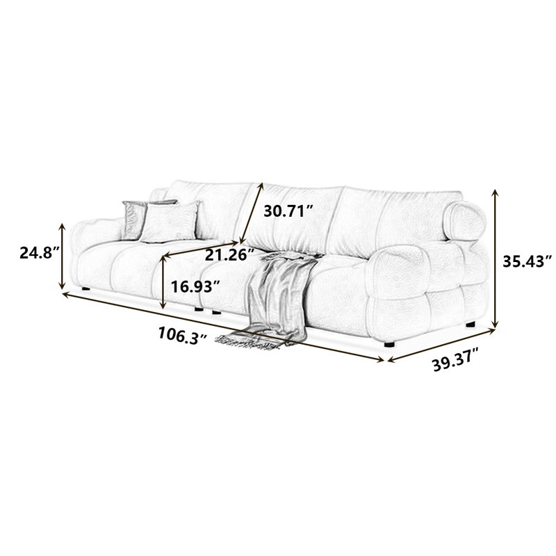 Canapé modulaire en polyester blanc crème, H 35,43 po x l 106,3 po x P 39,37 po
