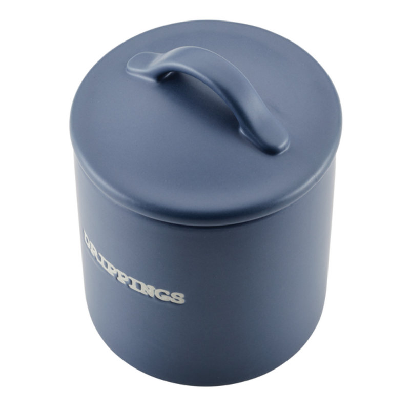Anchor Blue Ceramic Bacon Grease Jar with Lid, 21-Ounce