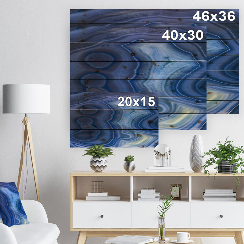 Corwin «Blue Agate Stone Design», impression abstraite, H 30 po x l 40 po x P 1,5 po, Bois