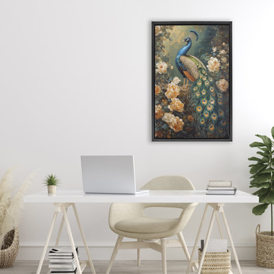 Cadre flottant bleu paon inspiré par Morris, conception de Petal Prints Design