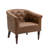 Edvardas Upholstered Brown Faux Leather Tufted Barrel Club Chair with Nailhead Trim-1765995430