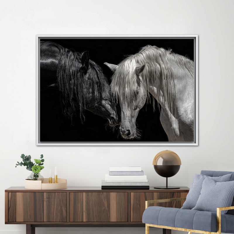 Cheval, reproduction d'art sur toile, Reproduction encadrée sans passe-partout, Blanc, H 12 po x l 16 po