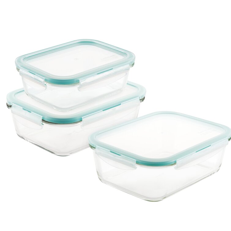 Rectangle Glass Food Storage Containers | 3 Stackable Pieces with Silicone Lids | Public Goods