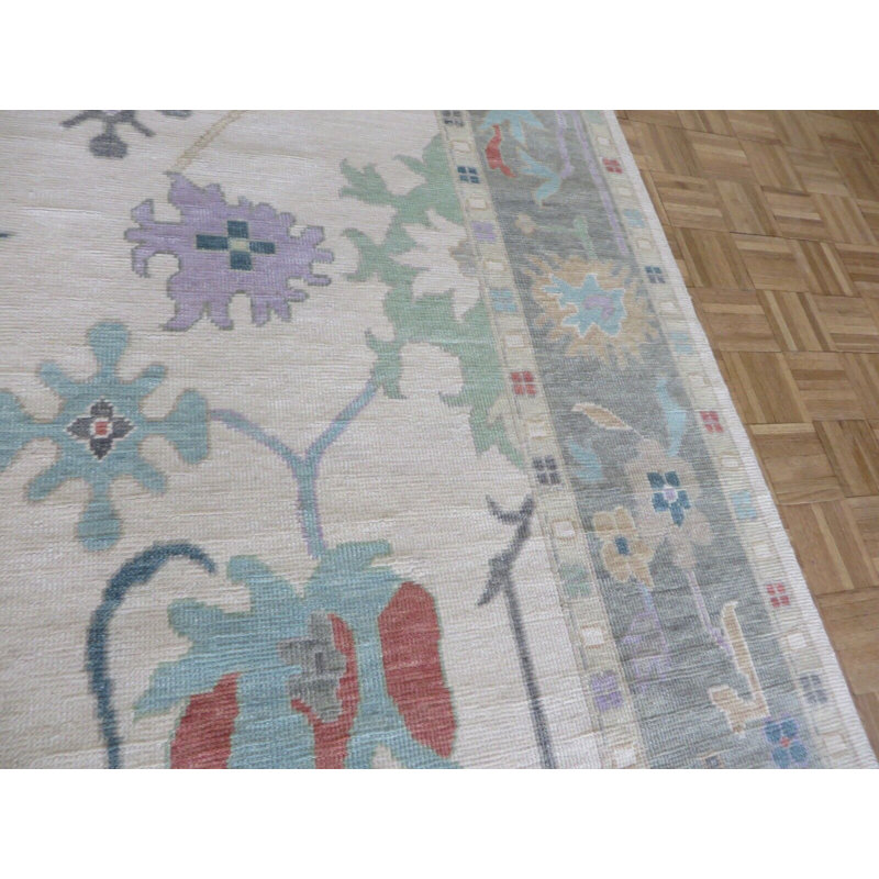 Tapis oriental ivoire noué à la main 7 pi 10 po x 10 pi B52A95A298494984ABFDAF7029740D1D