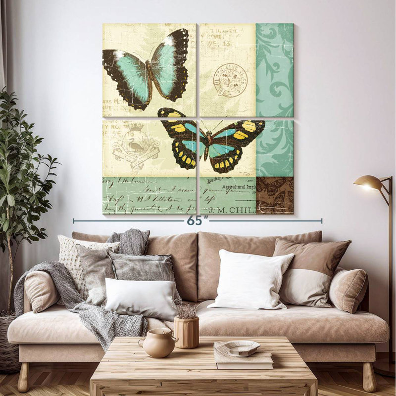 Patchwork de papillon Brampt, H 50 po x l 50 po