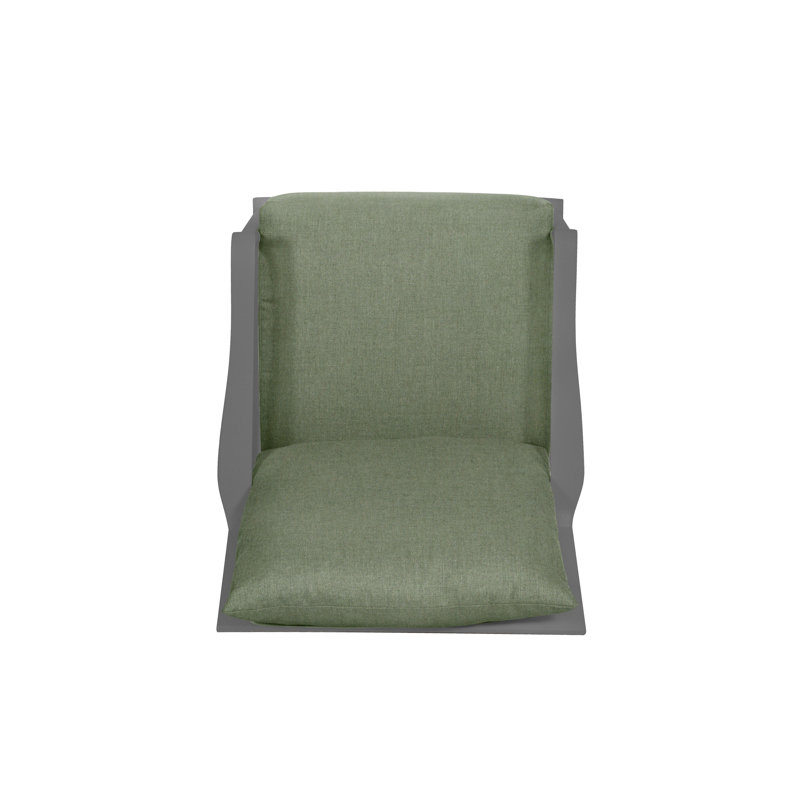 Powder Coated Aluminum Outdoor Chair with Sunbrella® Cushions, Weathered Teak, Dark Green