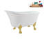 Baignoire de trempage sur pied 51 po en acrylique avec bonde, pattes et plateau en bambou Streamline-90752833-72770751