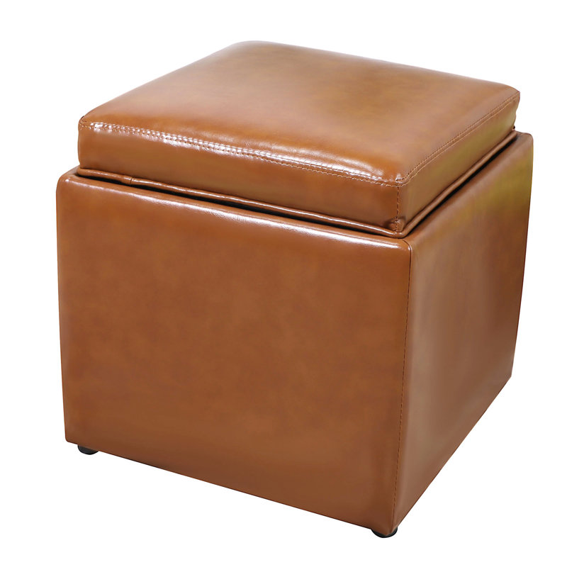 Repose-pieds en cuir Vegan, Orange