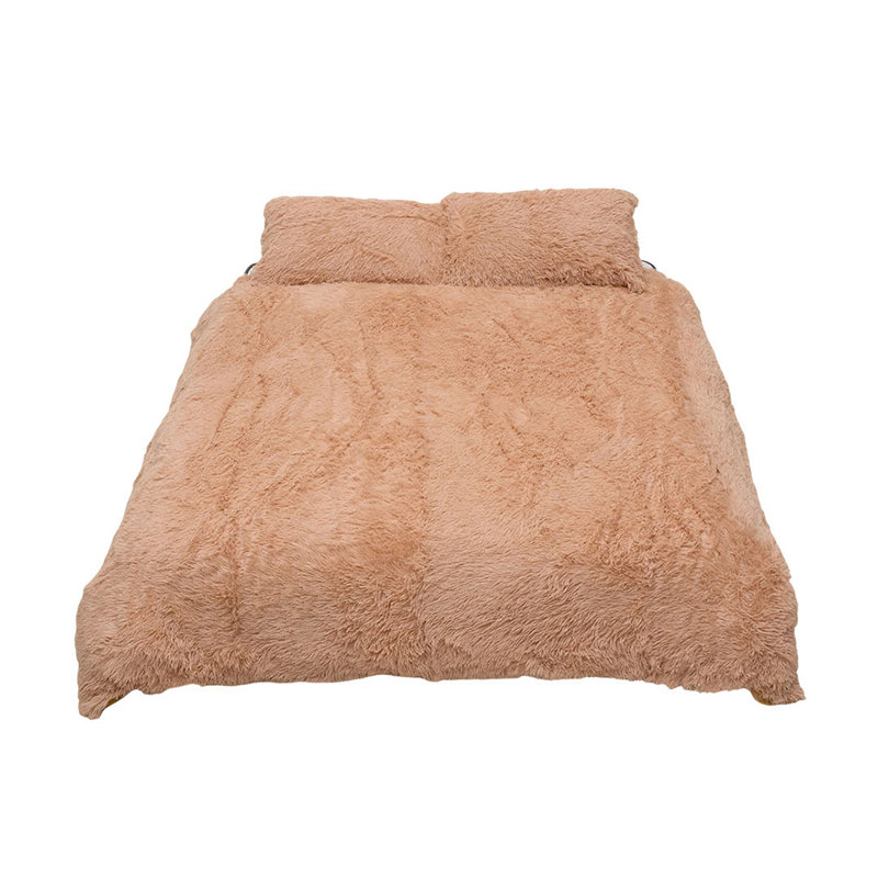 Polyester Solid Colour Duvet Cover Set, Camel, Double Duvet Cover + 2 Standard Pillowcases
