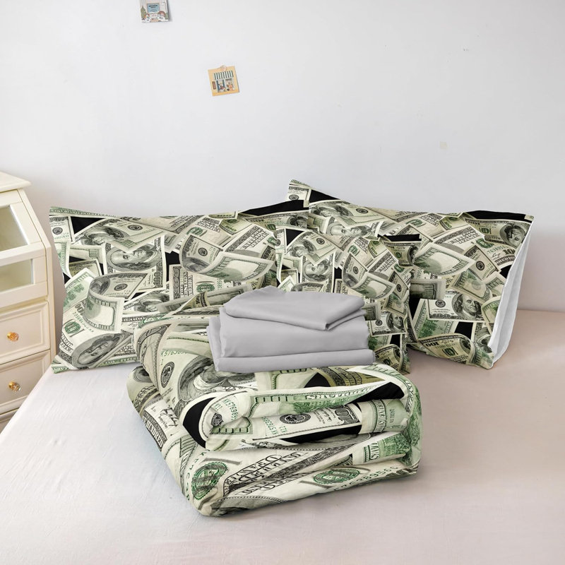 Ensemble d'édredon 8 pièces pour lit dans un sac Ensemble d'édredon grand format Dollar Bill