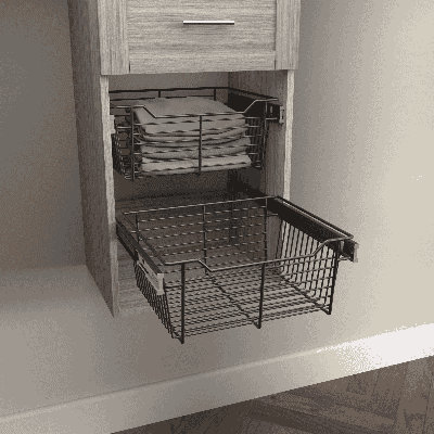 Matte Black Classic 18" Full-Extension Slide-out Wire Basket for Cabinets - Standard 7.3" Height
