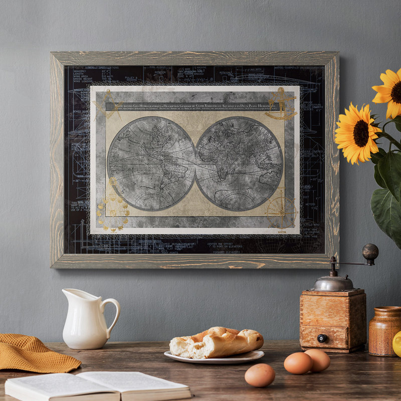 " Night World Blueprint ", Gray, 28" H x 42" W x 1.5" D