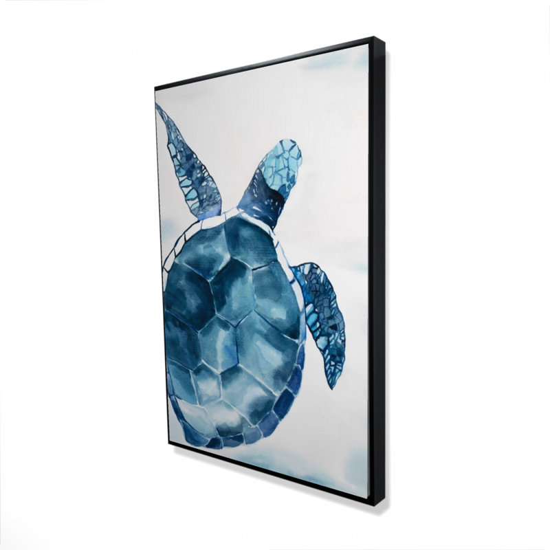 Tortue bleue, reproduction sur toile, H 36 po x l 24 po
