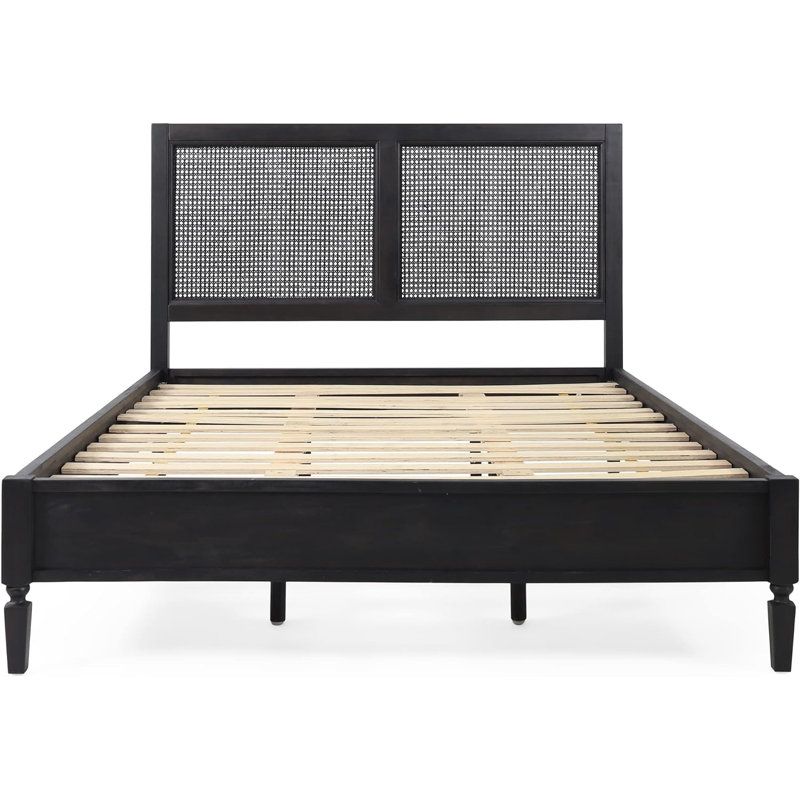 Queen Bed With Rattan Headboard