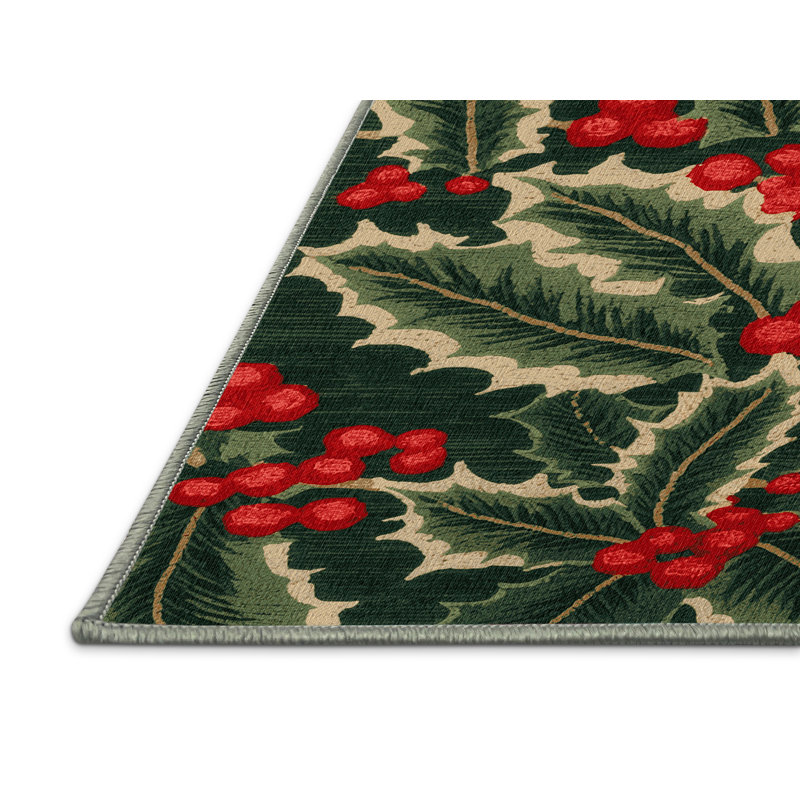 Tapis vert botanique lavable à la machine, Rectangulaire 7 pi x 10 pi