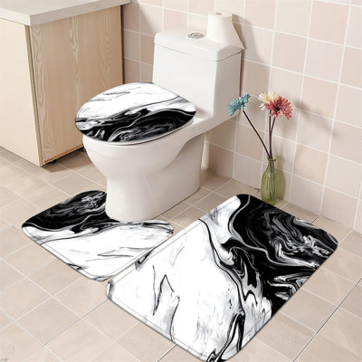 Ensemble de rideaux de douche à motif floral jaune et gris à motif aquarelle 4 pièces