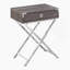 Table de bout, table de bout, table de bout, table de chevet, tiroir de rangement, stratifié brun, métal chromé, contemporain, moderne-414570875