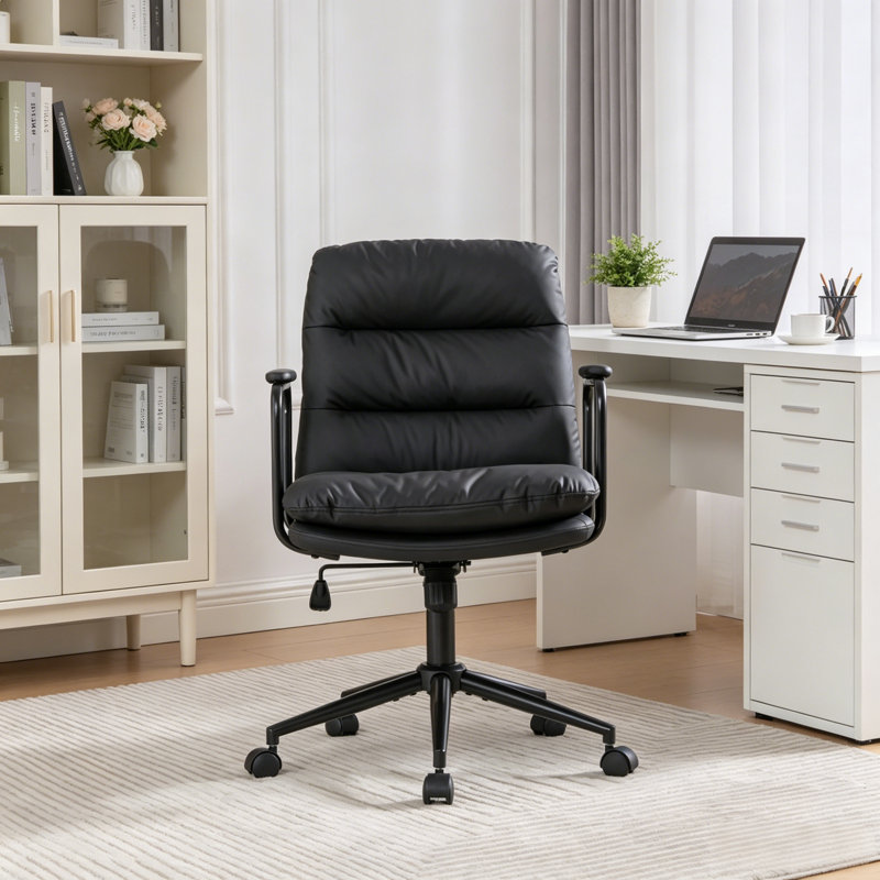 Chaise de bureau avec roulettes et accoudoirs, Noir