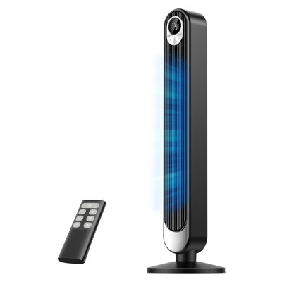 Ventilateur tour pour chambre à coucher, 28 pi / s, ventilateur oscillant silencieux sans lame de 20 dB avec télécommande, 9 vitesses, 4 modes, minuterie 12H, affichage à DEL, ventilateur de plancher sur pied puissant pour la salle de bureau à domicile, 42 pouces