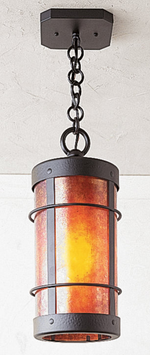 Valencia 1 - Light Pendant, 17.75" H x 7.63" W x 7.63" D, Satin Black, Amber Mica