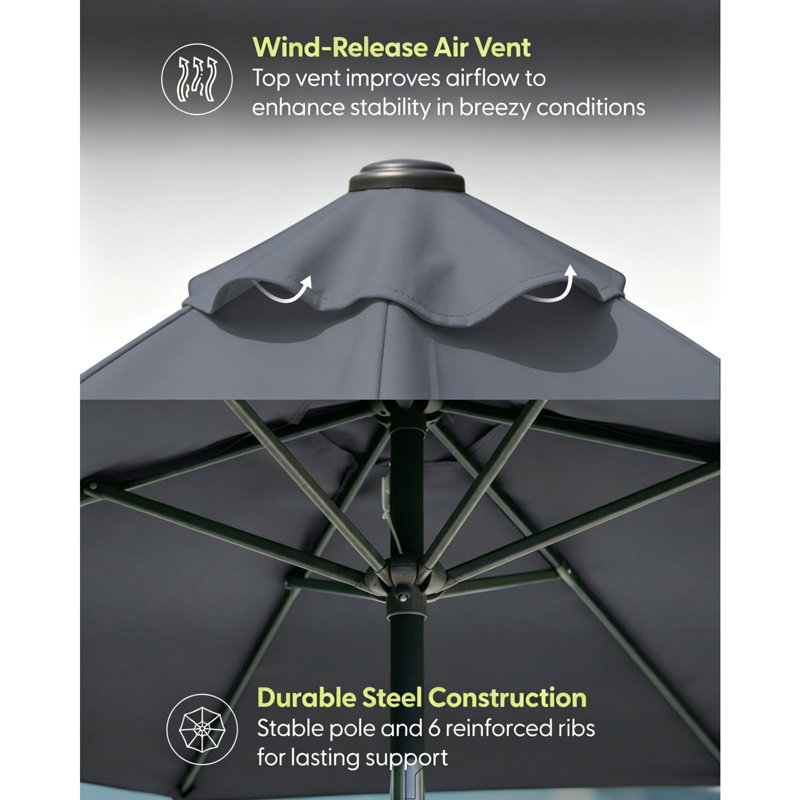 268cm Tilt Beach Parasol, Grey