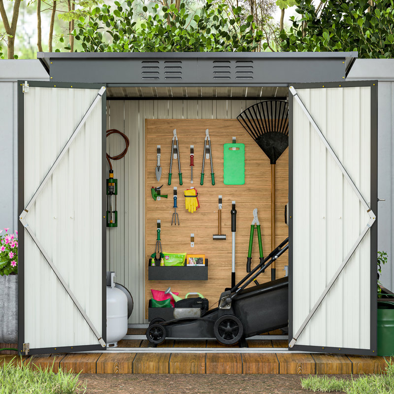 Maison de rangement extérieure noire 6 pi x 4 pi - Armoire de finition noire, toutes saisons, pour jardin et pelouse