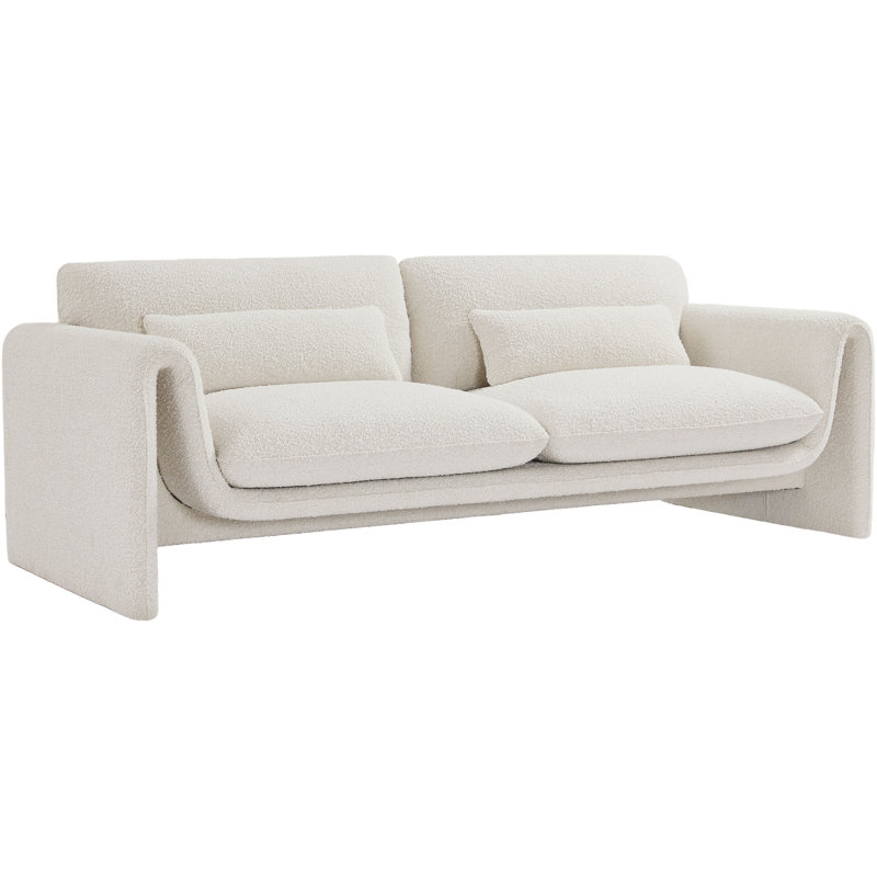 Kiristen 86'' Upholstered Sofa, Cream Boucle Fabric