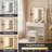 Vanity Set With Lighting Mirror And 6 Open Shelves, 2 Drawers And Storage Stool-924108987