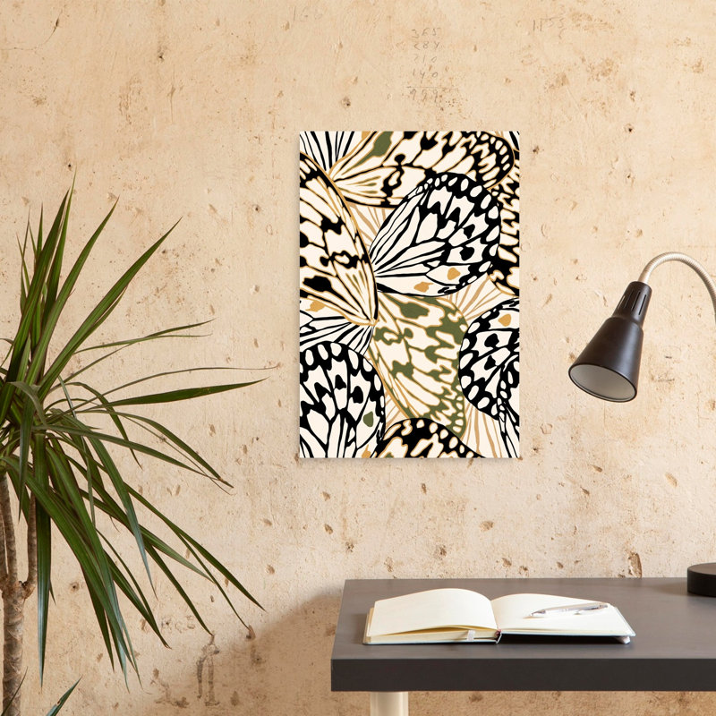 Elegant Butterfly Pattern Abstract Classic Delicate Butterfly Nature Tropical Wall Art Print by Dominique Vari - Wrapped Canvas Print