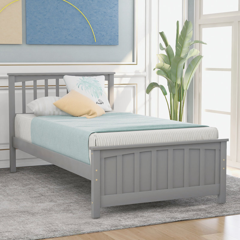 Wood Platform Bed Twin Size Platform Bed, Grey