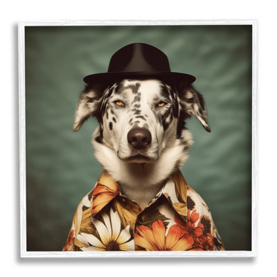 Ba-932-Framed " Dog In Floral Shirt "