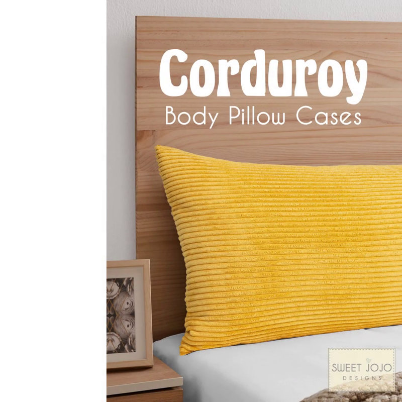 Mustard Yellow Corduroy Kids Body Pillow Cover 54x20