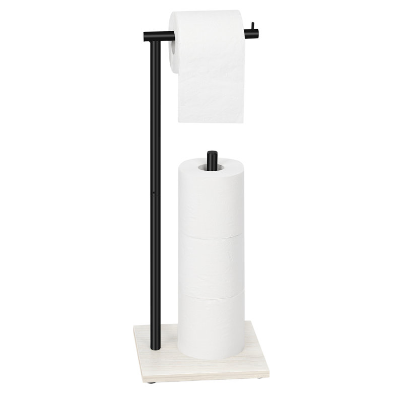 Porte-papier hygiénique sur pied en bois, Noir