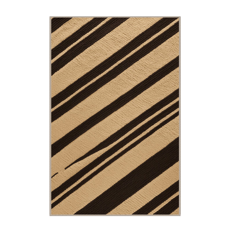  Tapis rayé brun foncé lavable sable, Rectangle 5 pi x 7 pi