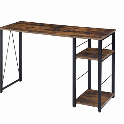 Bureau d'écriture rectangulaire à 2 tablettes en chêne patiné et noir