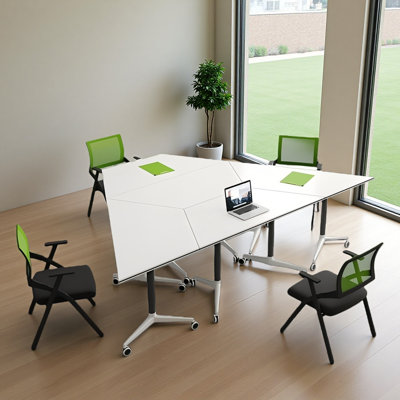 Ensemble de table de conférence pliable trapézoïdale modulaire mobile