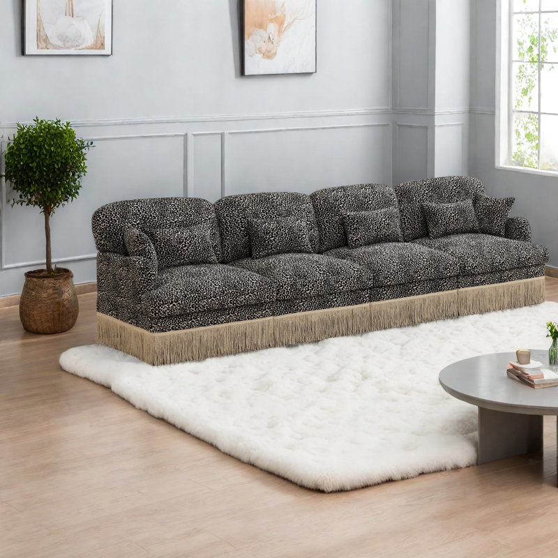 Grand canapé modulaire modulaire en chenille Leopard