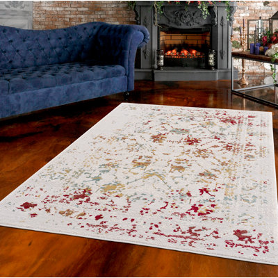 Tapis décoratif abstraite beige/rouge Tarrance